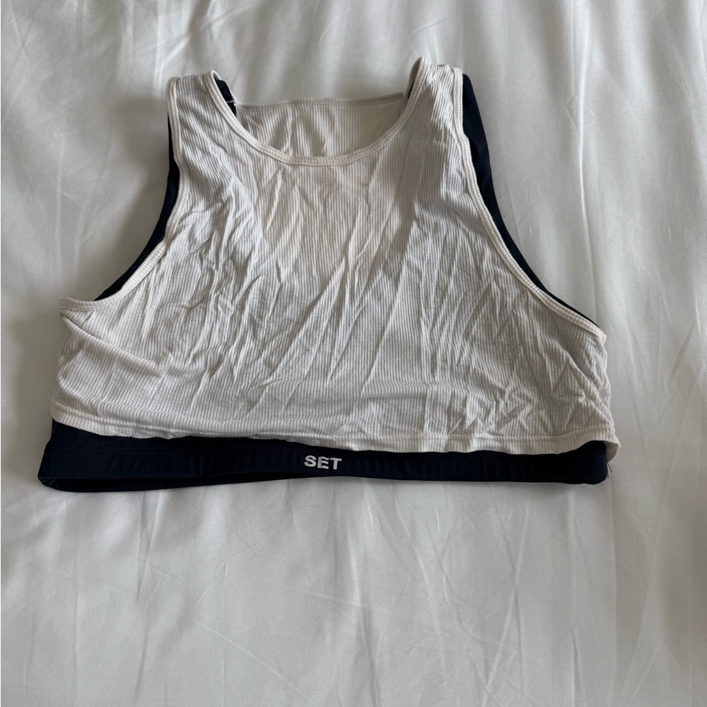 SET ACTIVE SPORTBODY LAYERED TANK BRA IN NAVY - SIZE L